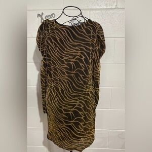 BB Dakota By Steve Madden Night On Earth Gold Metallic Zebra Mini Dress